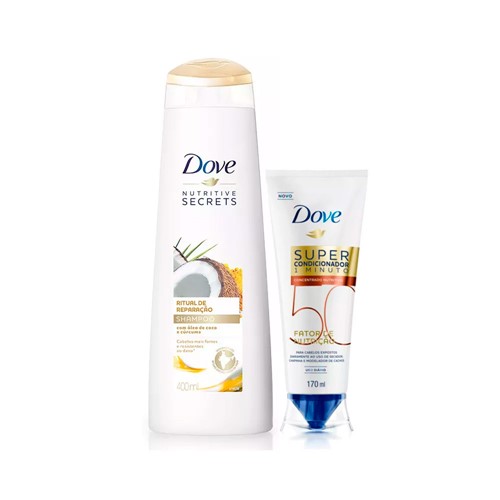 Kit Dove Shampoo Ritual de Reparação 400ml + Super Condicionador Nutrição 50 170ml C/ 25% de Desconto