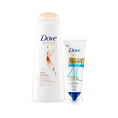 Kit Dove Shampoo Ultra Cachos 400ml + Super Condicionador Fator de Nutrição 40 170ml C/ 25% de Desconto