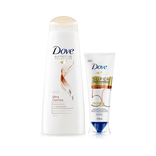 Kit Dove Shampoo Ultra Cachos 400ml + Super Condicionador Fator de Nutrição 50 170ml