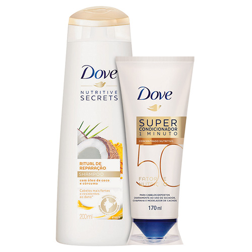 Kit Dove Super Condicionador Fator de Nutrição 50 Nutritivo 170ml + Shampoo Ritual de Reparação 200ml
