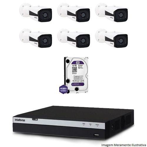 Kit Dvr Intelbras 8 Canais Mhdx 1080p 6 Câmeras Ips Bullet Vip 1220 Hd 1 Tb Wd Purple