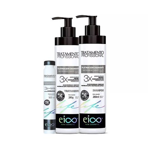 Kit Eico Platinagem Diamante Shampoo + Tratamento 280ml + Ampola 45ml