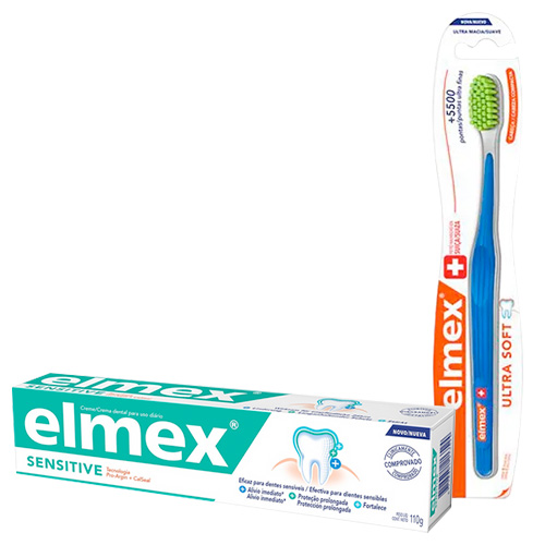 Kit Elmex Escova Dental Ultra Soft 1 Unidade + Creme Dental Sensitive 110g