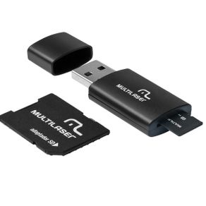 Kit 3 em 1 Multilaser MC058 Cartão Micro SD 8GB + Adaptador + Leitor USB