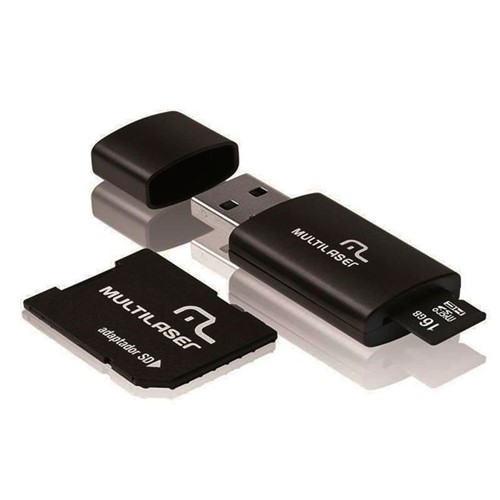 Kit 3 em 1 Pen Drive+Cartao de Memoria+Adaptador SD 16GB MC112 Multilaser