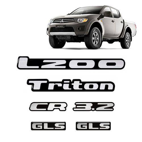 Kit Emblemas Mitsubishi L200 Triton Gls Cr 3.2 2013 Resinado