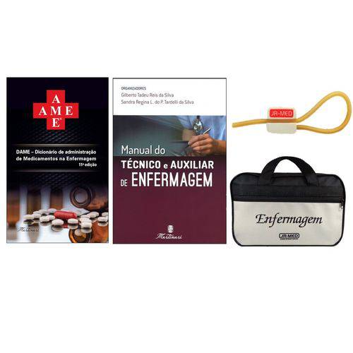 Kit Enfermagem: Ame - Dicionário de Administração de Medicamentos na Enfermagem 11ª Edição + Manual do Técnico e Auxiliar de Enfermagem 2ª Edição + Bolsa Exclusiva JR-MED + Garrote JR-MED