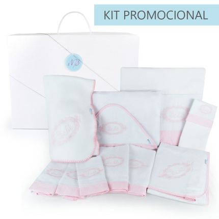 Kit Enxoval 11 Peças Bordado Bebê - Rosa - Leobaby