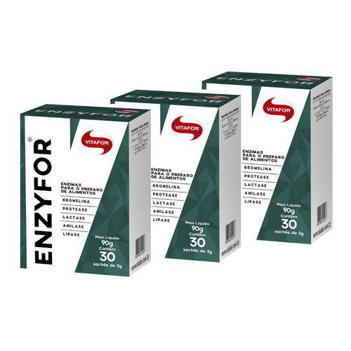 Kit 3 Enzyfor Enzimas Digestivas - Vitafor - 30 Sachês