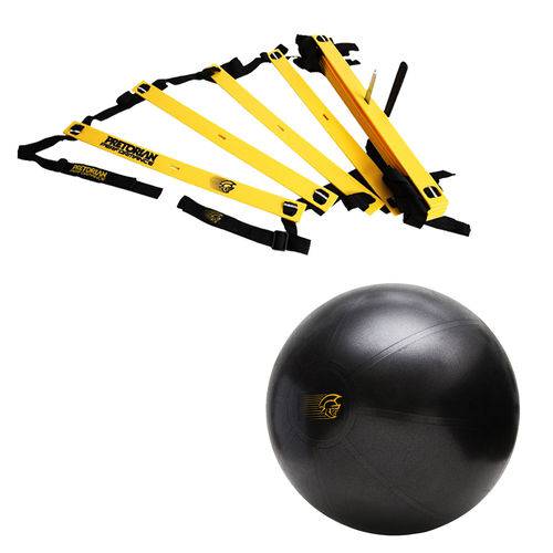 Kit Escada de Agilidade com 10 Degraus Pretorian Ec-pp + Bola de Exercícios 65cm Fit Ball Training
