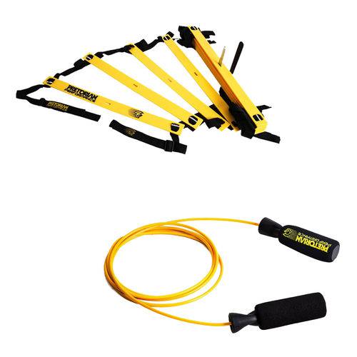 Kit Escada de Agilidade com 10 Degraus Pretorian Ec-pp + Corda de Pular Amarela Pretorian