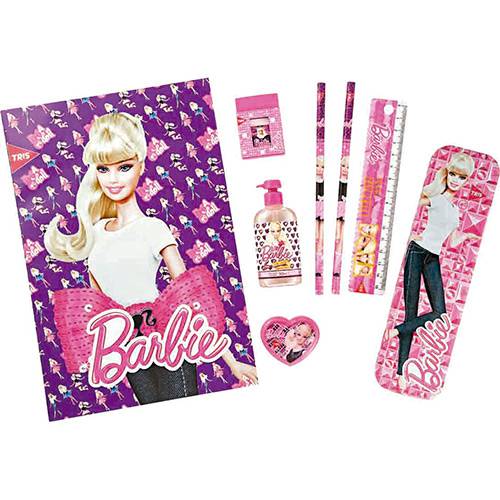 Kit Escolar Maleta Tris Barbie 11 Peças
