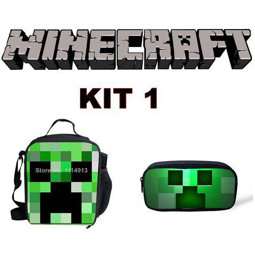 Kit Escolar Minecraft - Lancheira + Estojo - Exclusivo