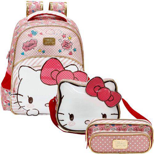 Kit Escolar Mochila 16 + Lancheira + Estojo Xeryus Hello Kitty Lovely Kitty (7902+7904+7905)