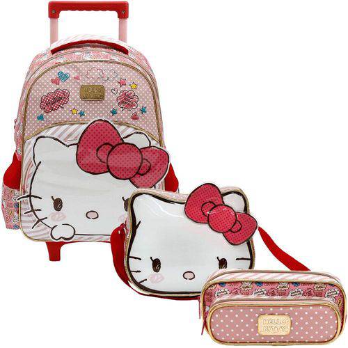 Kit Escolar Mochilete 16 + Lancheira + Estojo Xeryus Hello Kitty Lovely Kitty (7900+7904+7905)