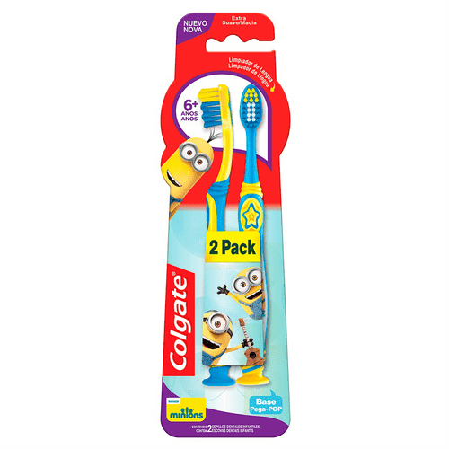 Kit 2 Escova Dental Colgate Kids Minions Pega-Pop 6+