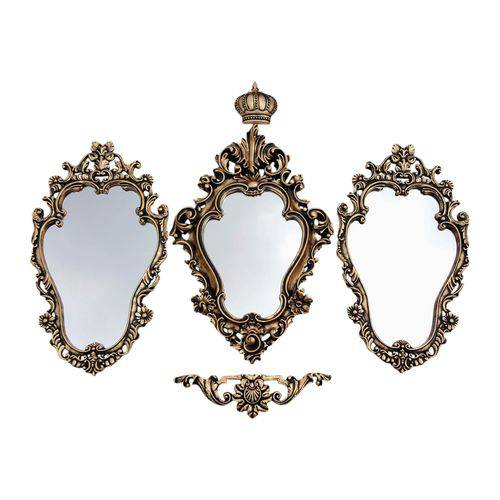 Kit 3 Espelhos de Parede Veneziano Vintage Barrock Decorativo Rococó - Pop Decorei
