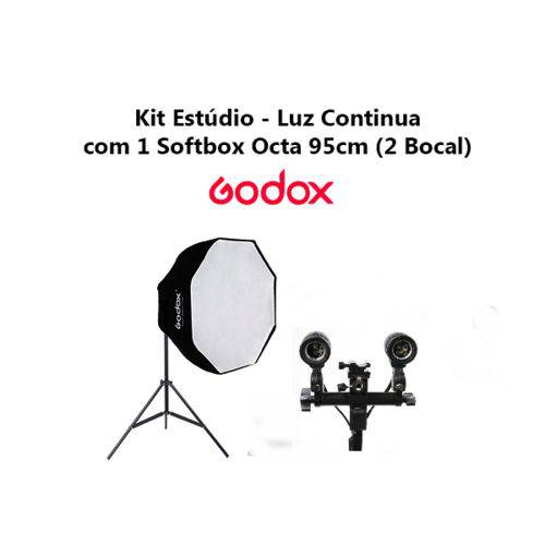Kit Estúdio com 1 Softbox Godox Octa 95cm com Bocal Duplo Simples