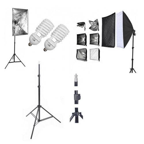 Kit Estúdio Completo Softbox 50x70 YouTuber - Diy - Microfone Externo Direcional + Tripé P/ Câmera