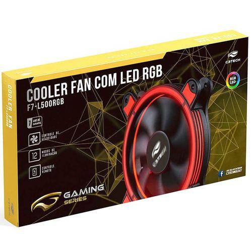 Kit Fan 2 Cooler C3 Tech F7-l500rgb com Led Rgb com Controle