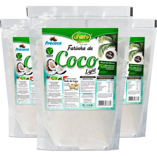 Kit 3 Farinha de Coco Light Unilife 1kg