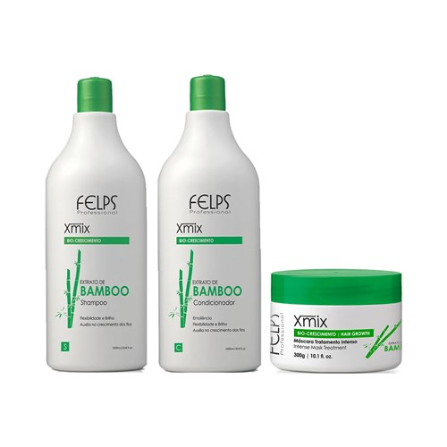 Kit Felps Shampoo + Condicionador 1000ml Grátis Máscara Bamboo 300g