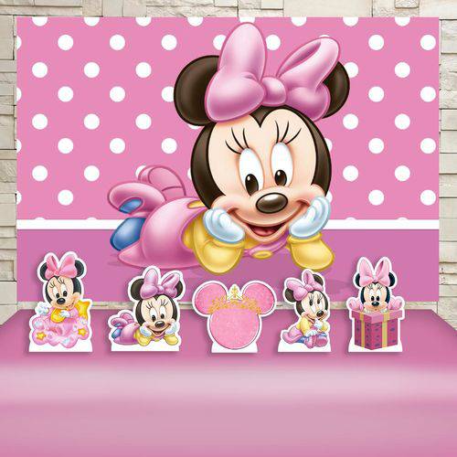Kit Festa Aniversário Minnie Baby Decoração Kit Prata