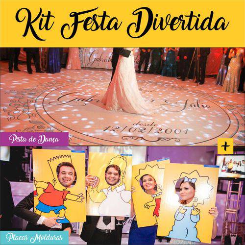 Kit Festa Divertida - 01 Pista de Dança 3x3m + 02 Placas Molduras N Personalizadas Estrutura Festas