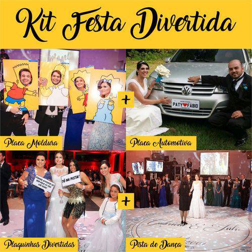 Kit Festa Divertida - 01 Pista de Dança 5x5m + 03 Placas Molduras N + 18 Plaquinhas Divertidas + 02