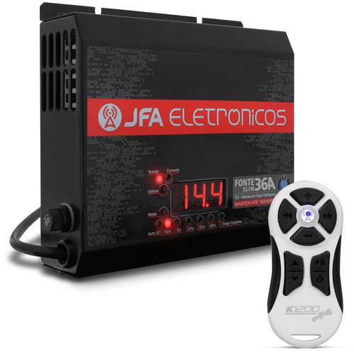 Kit Fonte Automotiva Jfa 36a Slim 480w + Controle Longa Distância 1200 Metros Branco Universal