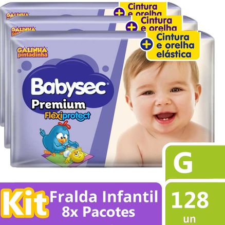 Kit Fralda Babysec Galinha Pintadinha Premium G 128 Unidades