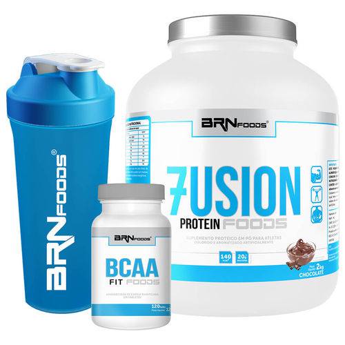 Kit Fusion Protein + Bcaa Fit Foods + Coqueteleira - Brn Foods