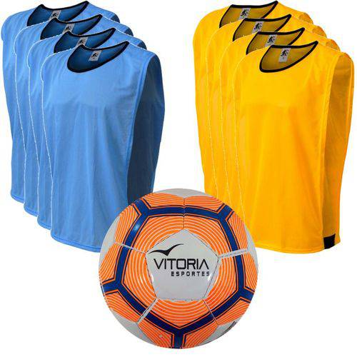Kit Futsal Bola Vitoria Oficial Costurada Coletes com Viés