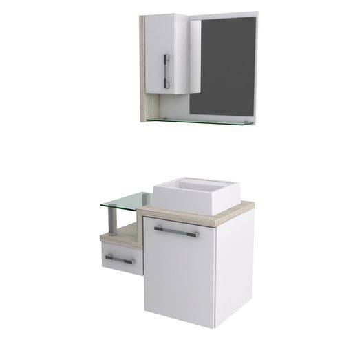Kit Gabinete Banheiro Compace Legno 630w 3 Pçs Branco/Teka Barcelona