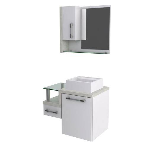 Kit Gabinete para Banheiro Compace Legno 630w 3 Pçs Branco/snow