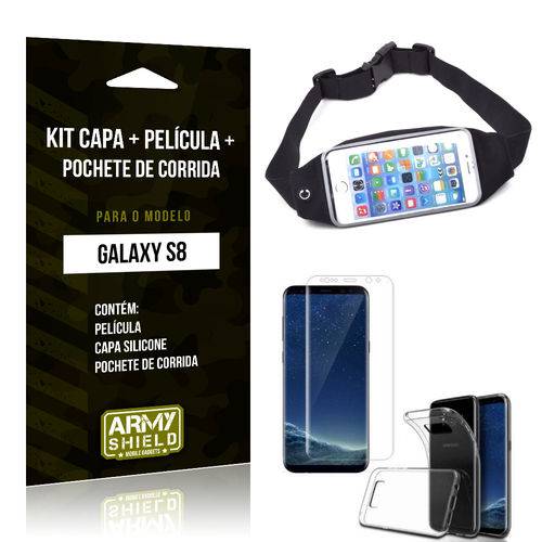Kit Galaxy S8 Capa Silicone + Película de Vidro + Pochete para Corrida - Armyshield
