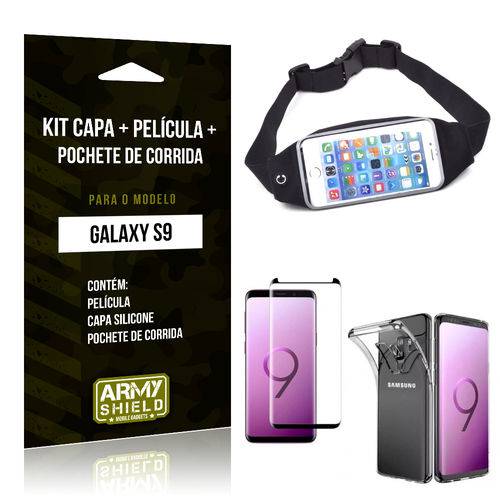 Kit Galaxy S9 Capa Silicone + Película de Vidro + Pochete para Corrida - Armyshield