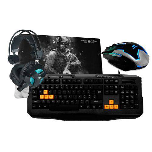 Kit Gamer Blackbird One - Teclado + Fone + Mouse + Mouse Pad