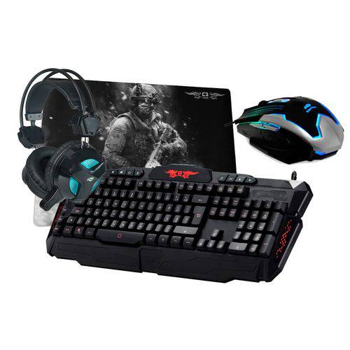 Kit Gamer Blackbird 3 - Teclado, Fone, Mouse, Mouse Pad