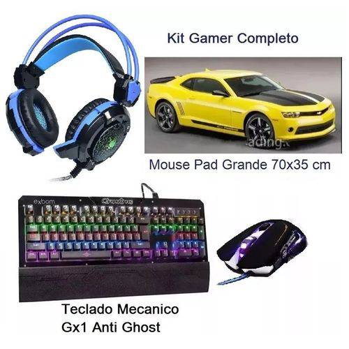 Kit Gamer Teclado Bk-g31 + Mouse 7d + Fone Gh-x30 + Mousepad Pro