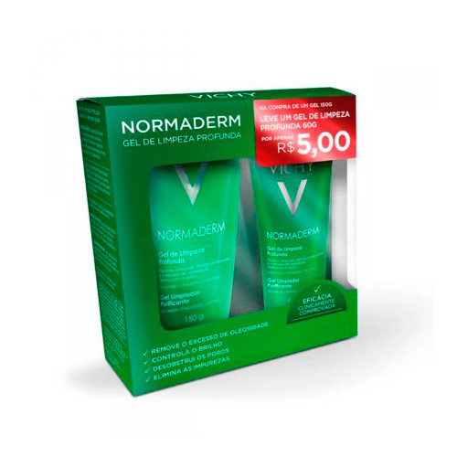 Kit Gel de Limpeza Facial Anti-Acne Vichy Normaderm 150g + 60g