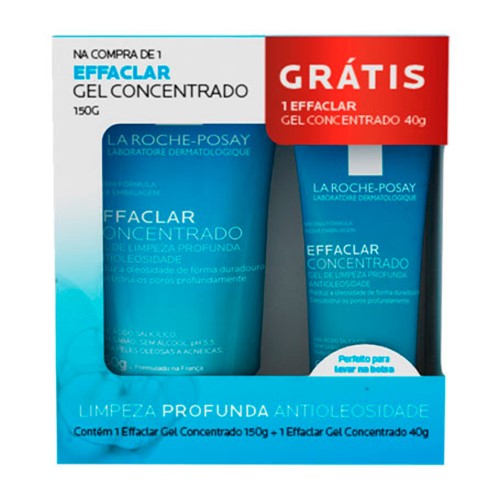 Kit Gel de Limpeza Facial Effaclar Concentrado La Roche-Posay 150g + Grátis Gel Effaclar 40g