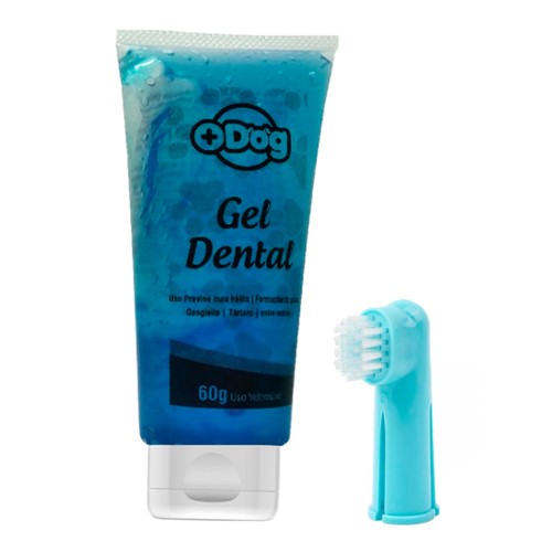 Kit Gel Dental Mais Dog 60g + Escova Dental Veterinária com Dedeira 1 Unidade