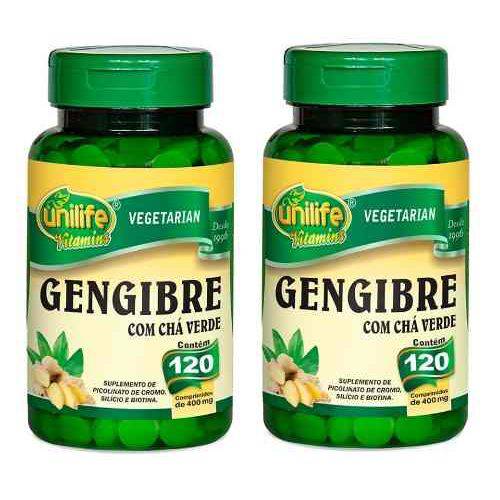 Kit 2 Gengibre com Chá Verde - Unilife - 120 Comprimidos