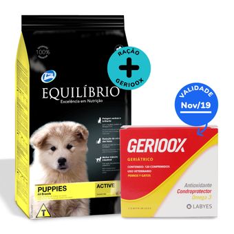 Kit Geriátrico Gerioox 120 Cp Cães e Gatos Labyes + Ração Equilíbrio Puppies All Cães Filhotes 2kg