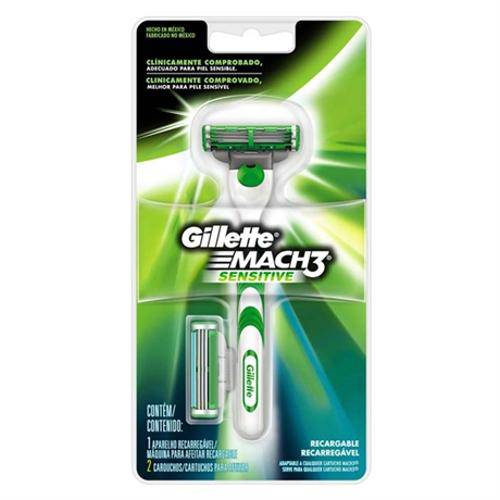 Kit Gillette Aparelho Barbeador Mach 3 Sensitive + Carga Mach