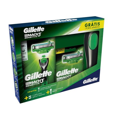 Kit Gillette Vênus Spa Aparelho Mach 3 Sensitive + 2 Cargas + Necessaire