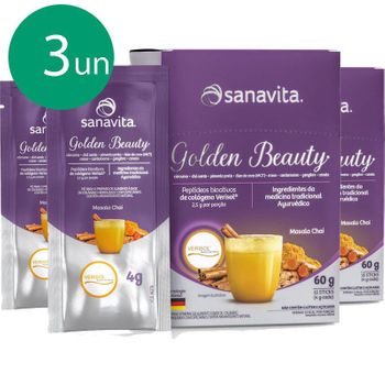 Kit 3 Golden Beauty Super Food Golden Milk 60g Sanavita