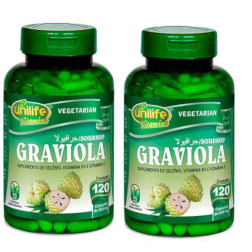 Kit 2 Graviola Selenio Vitamina B5 e Vitamina C 240 Cápsulas Unilife