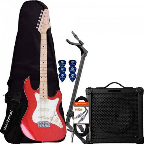 Kit Guitarra Strato Sts-100 Vermelha Strinberg + Capa + Suporte + Acessórios